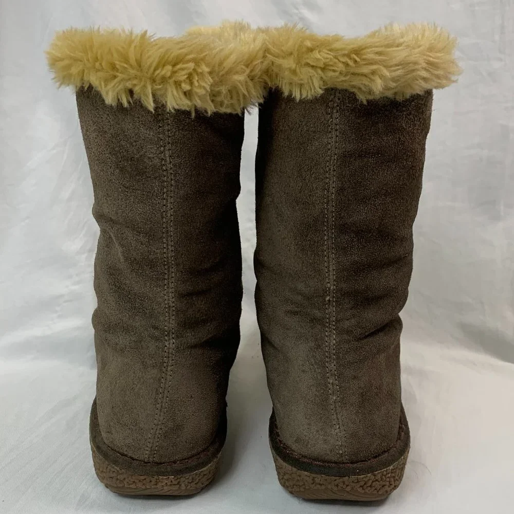 Summit Brown Leather Faux Fur Mid-Calf Moccasin Boots Earth Spirit Size 6.5